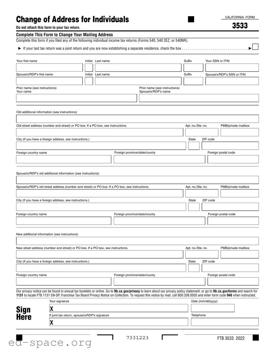 Blank California 3533 PDF Form