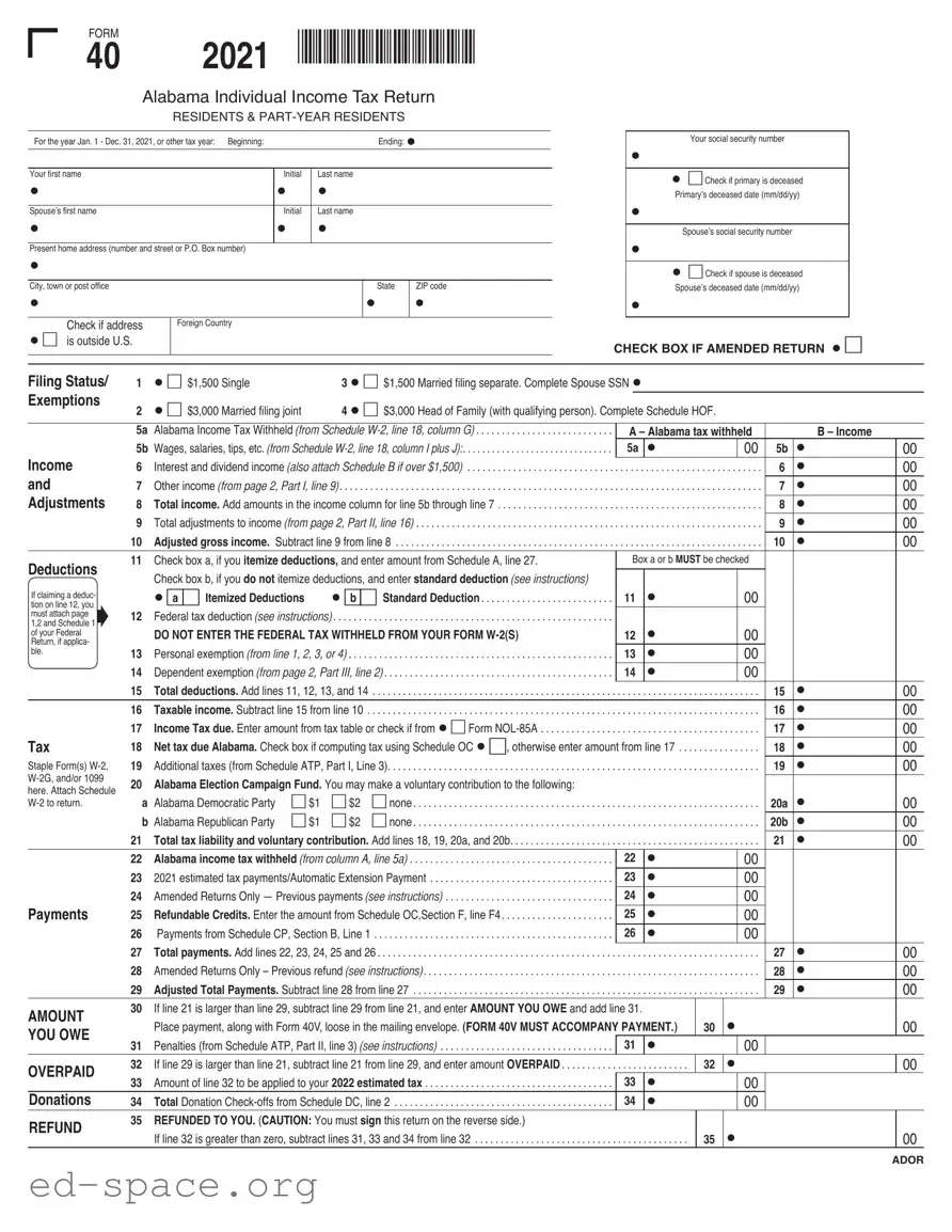 Blank Alabama 40 PDF Form