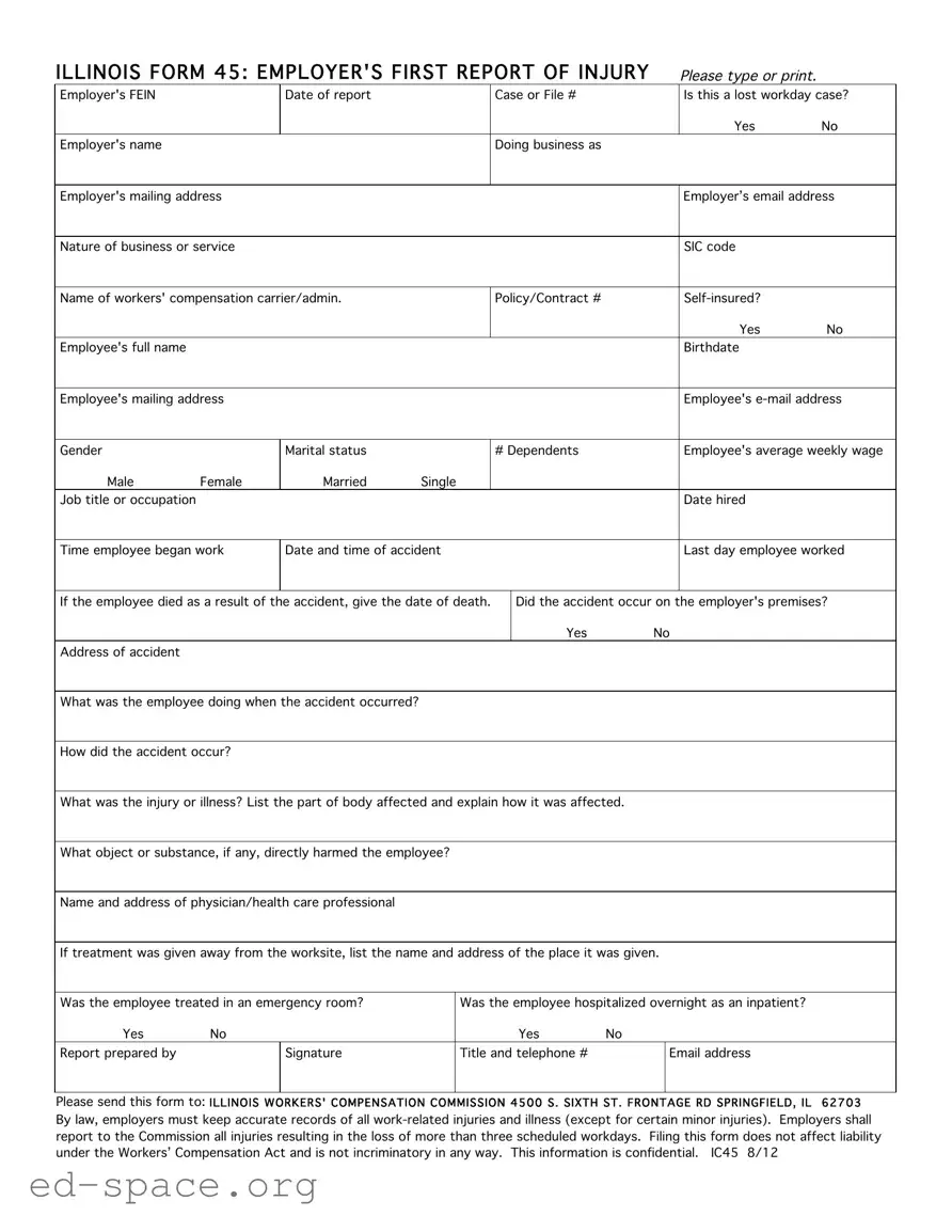 Blank Illinois First Report 45 PDF Form
