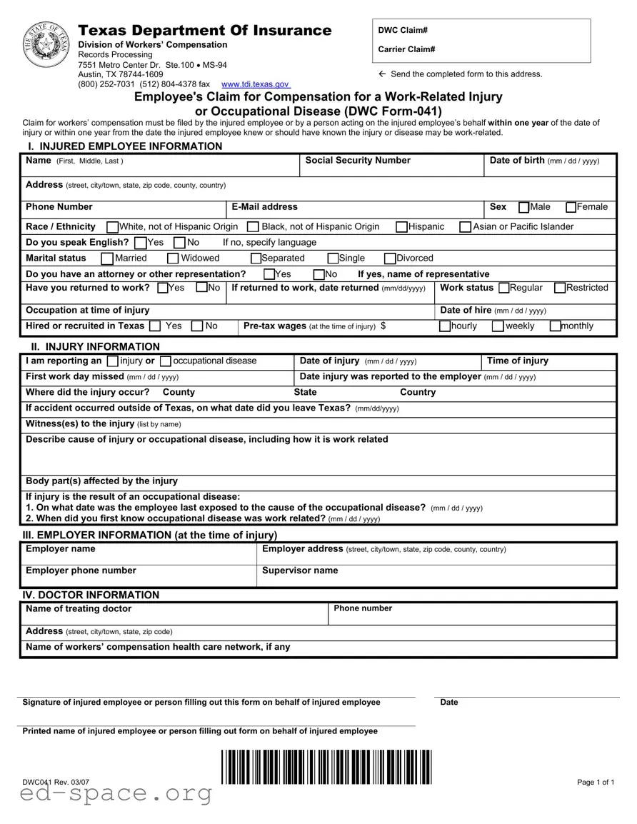 Blank Dwc 041 PDF Form