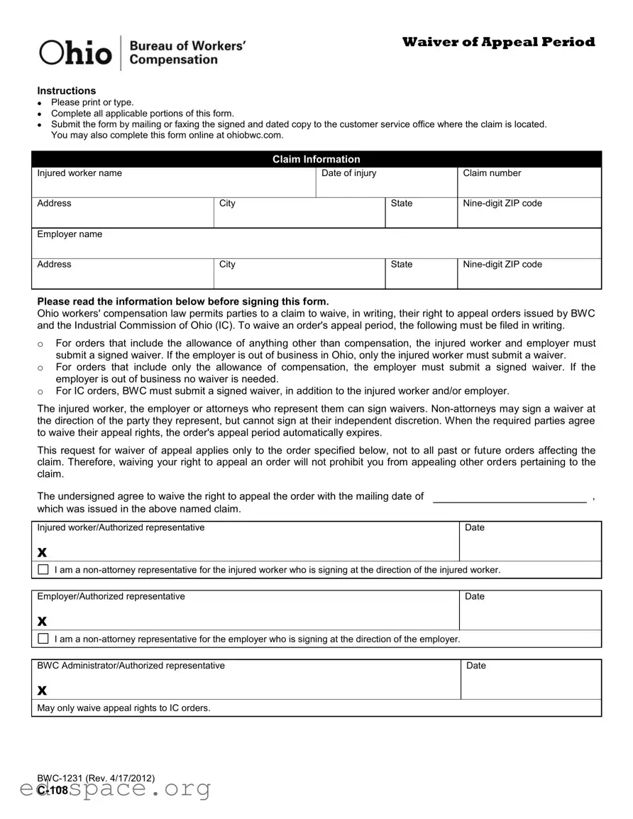 Blank C 108 Ohio PDF Form