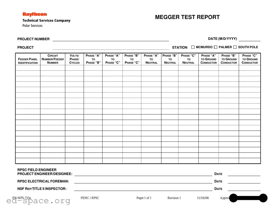 Blank Megger Test PDF Form