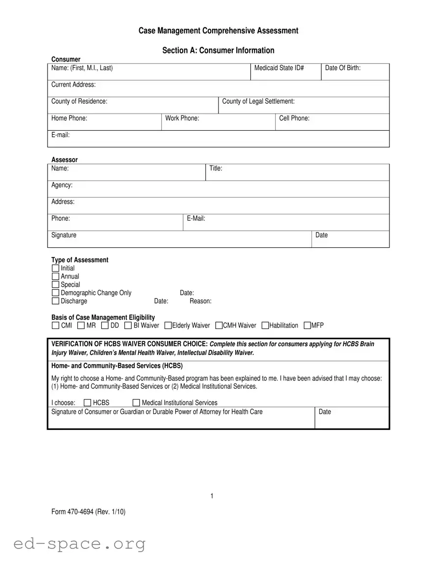 Blank Case Management Assessment PDF Form