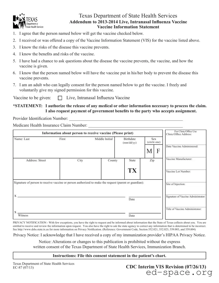 Blank Texas Ec 87 PDF Form