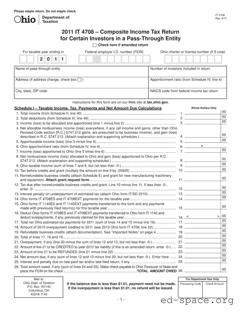 Blank Ohio It 4708 PDF Form