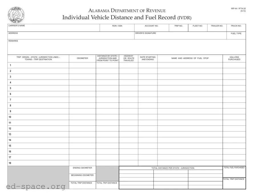 Blank Alabama Irp 44 PDF Form
