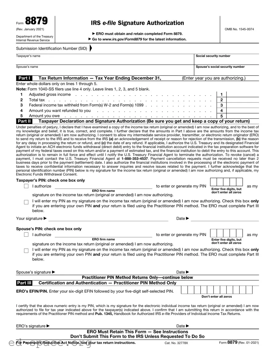 Blank IRS 8879 PDF Form