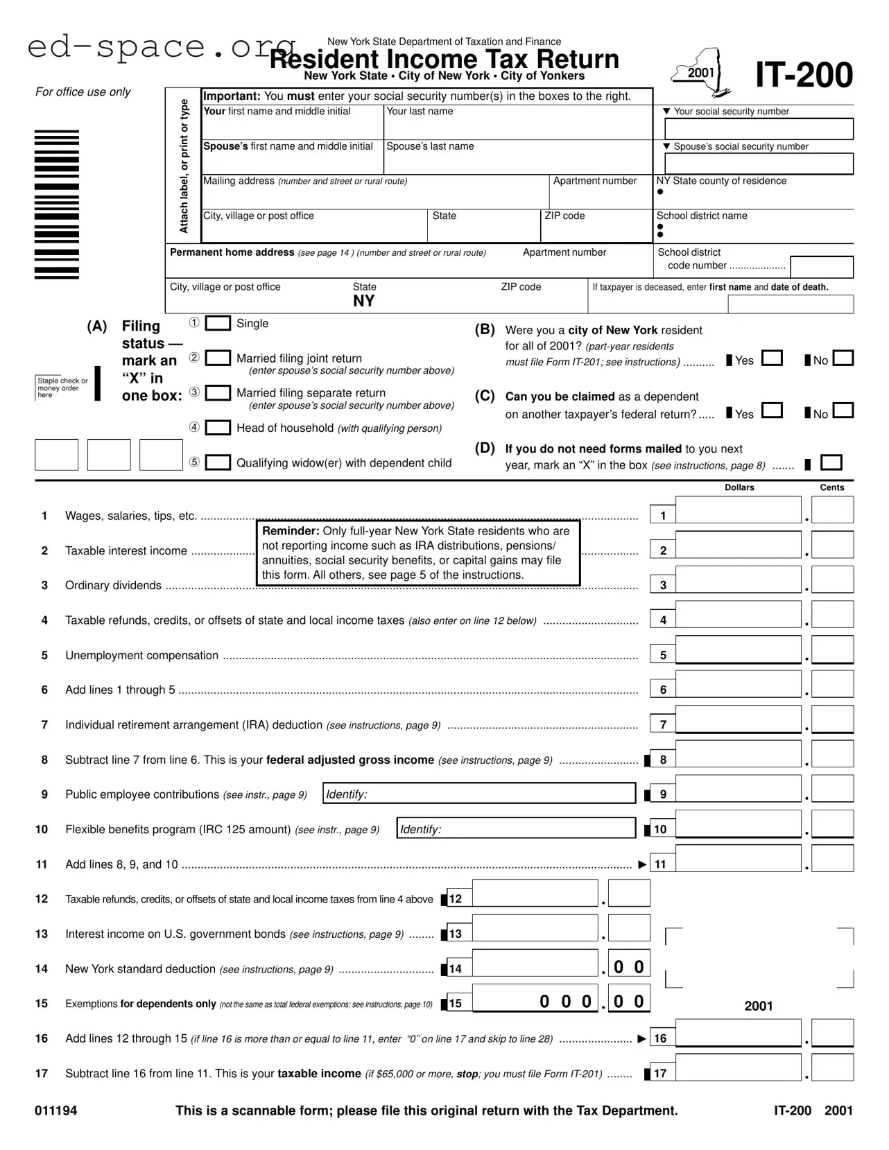 Blank New York It 200 PDF Form