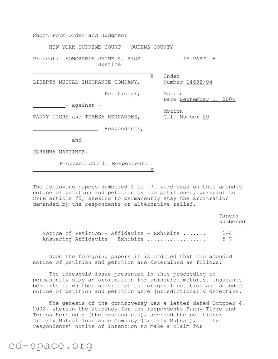 Blank Judgment New York Supreme Court PDF Form