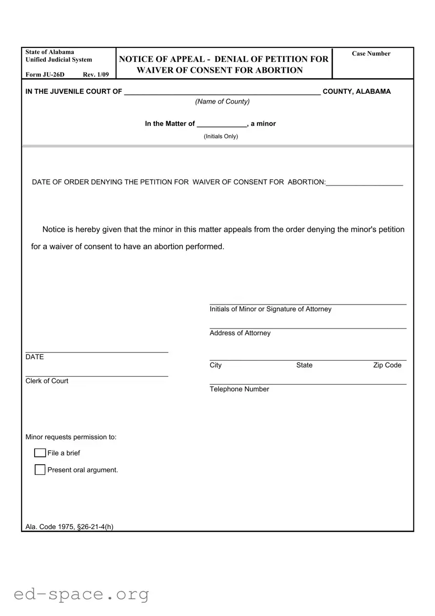 Blank Alabama Ju 26D PDF Form