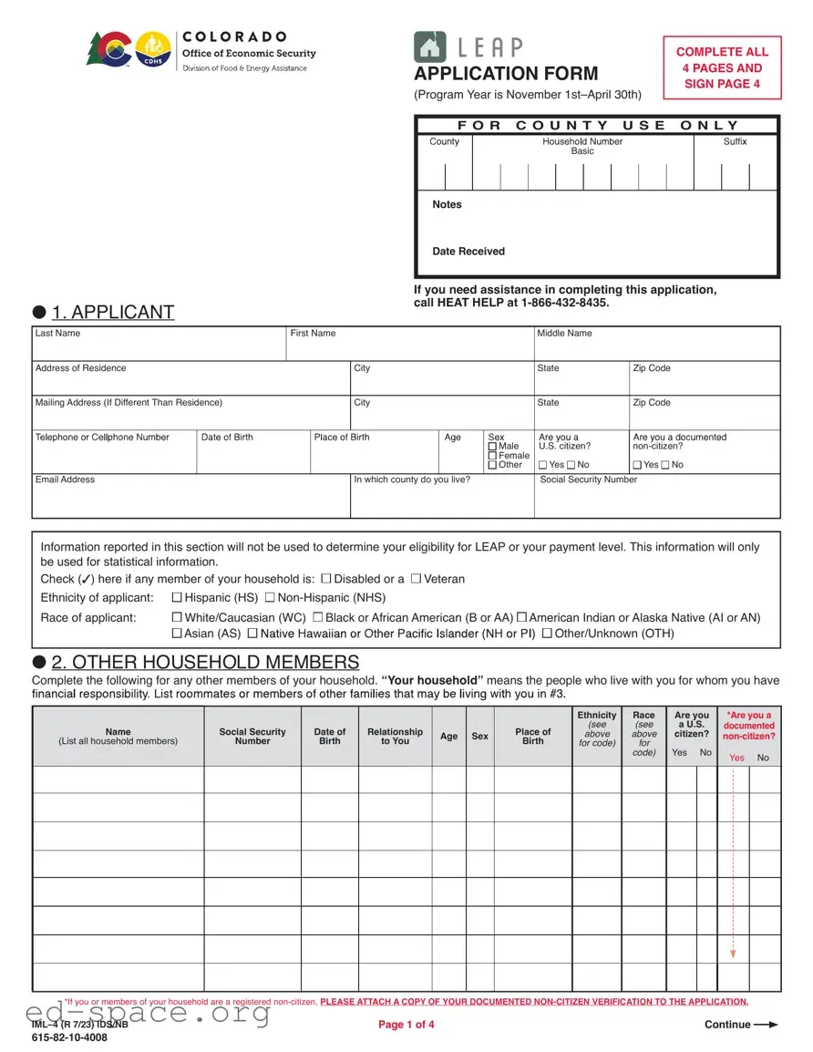 Blank Leap application IML-4 PDF Form