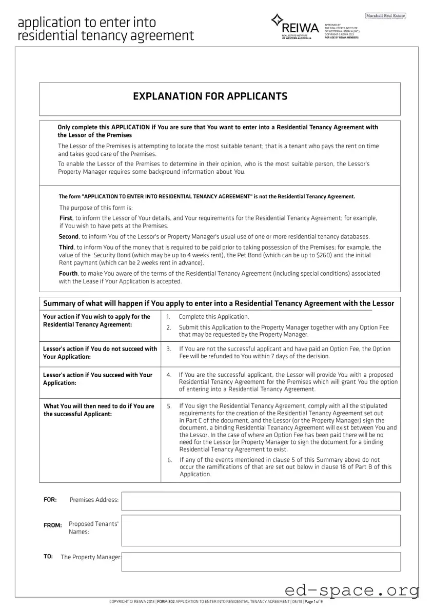 Blank Reiwa Tenancy Application PDF Form