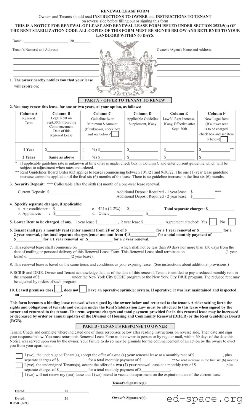 Blank Renewal Lease Nyc PDF Form