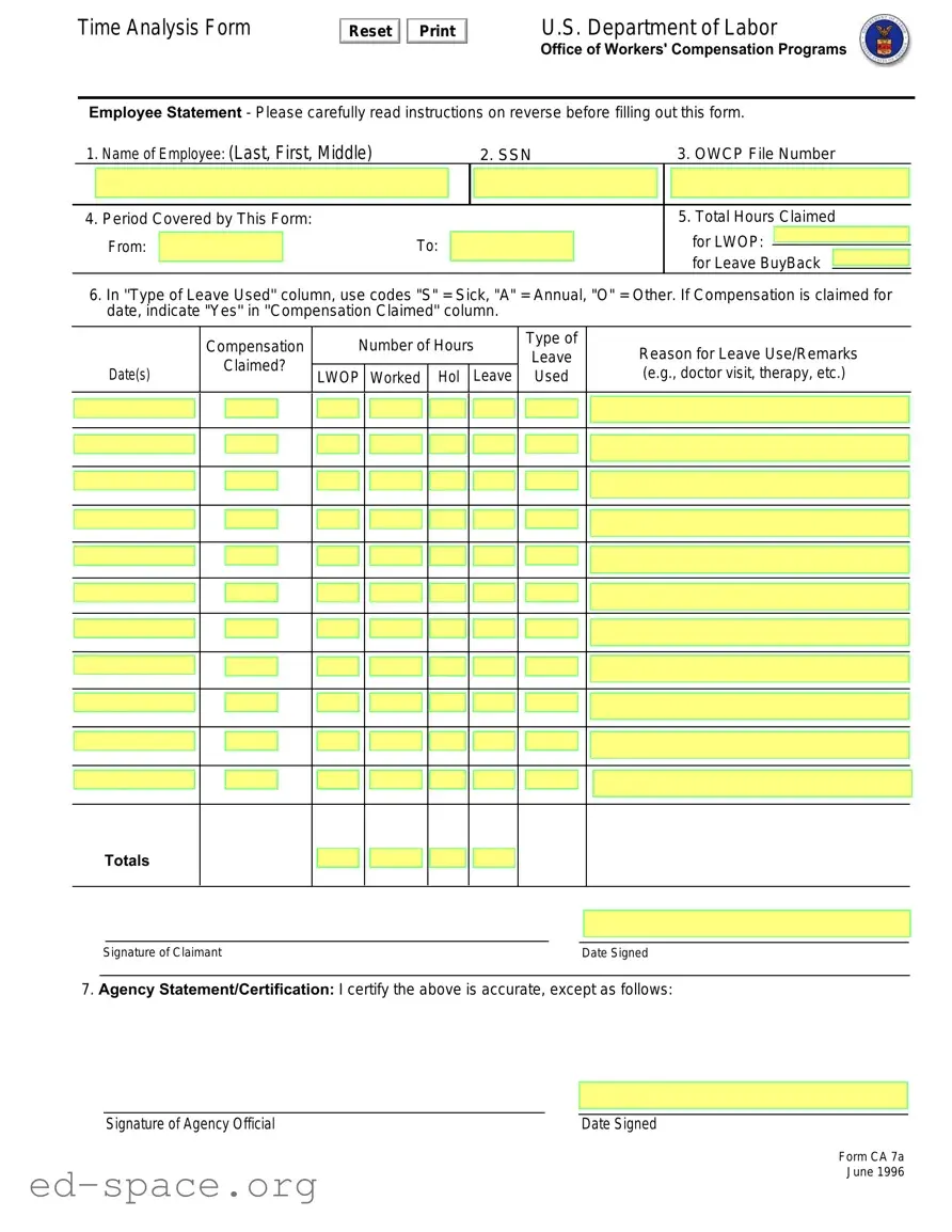 Blank Ca 7A PDF Form