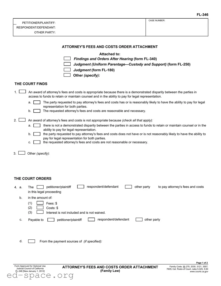Blank California Fl 346 PDF Form