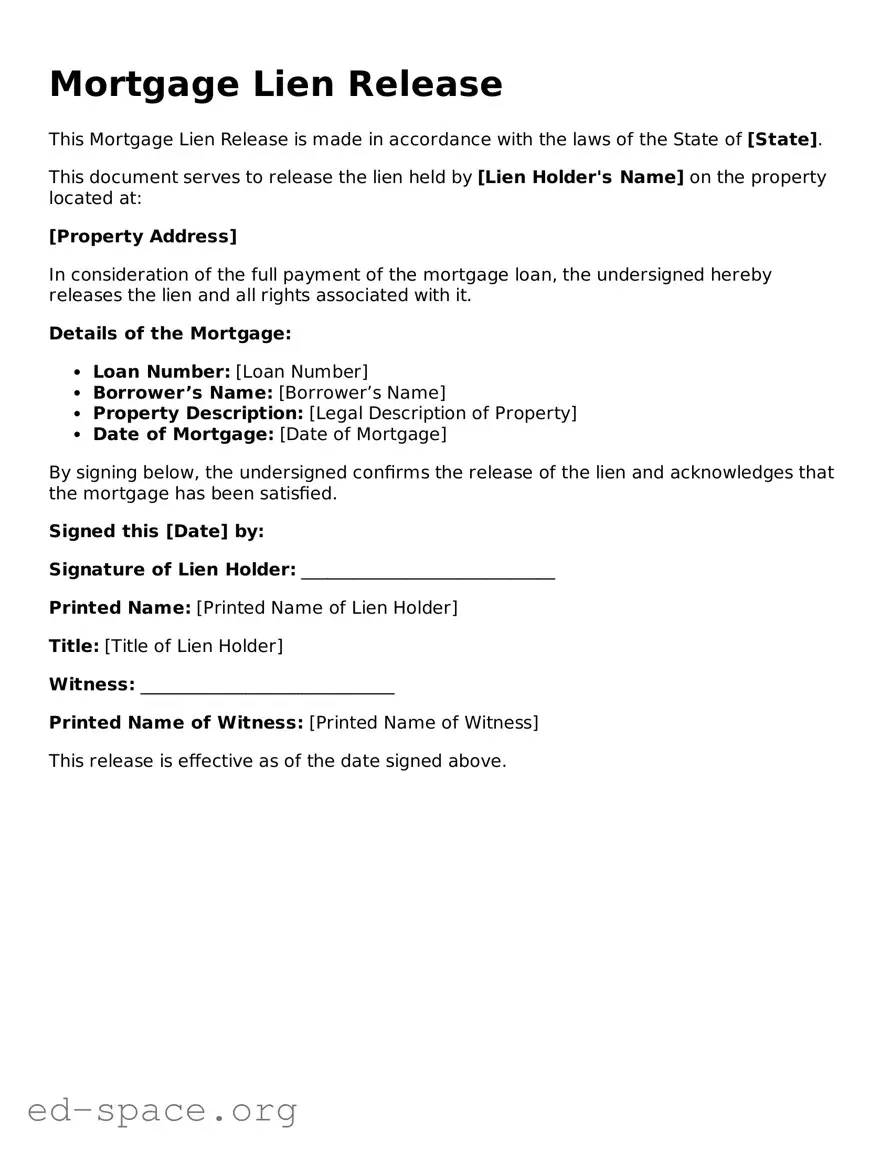 Fillable Mortgage Lien Release Template