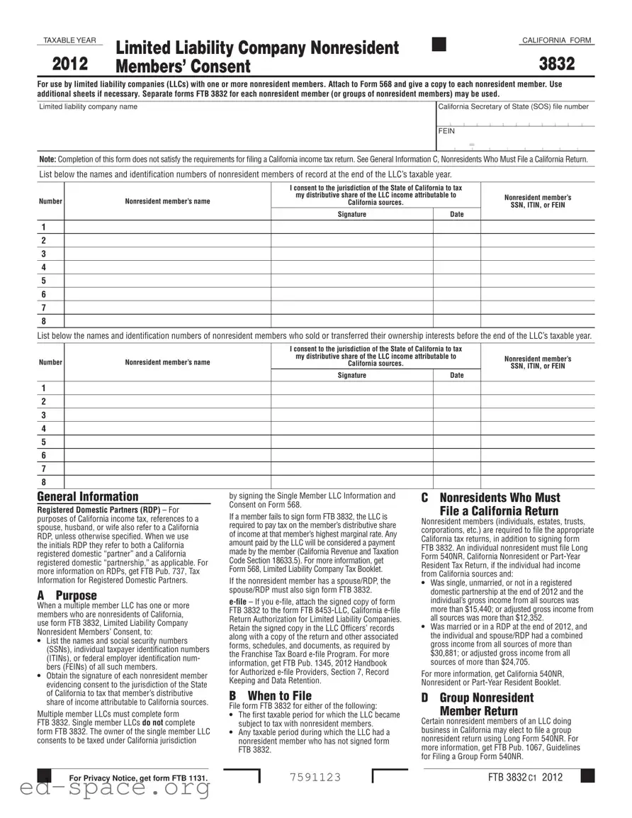 Blank California 3832 PDF Form