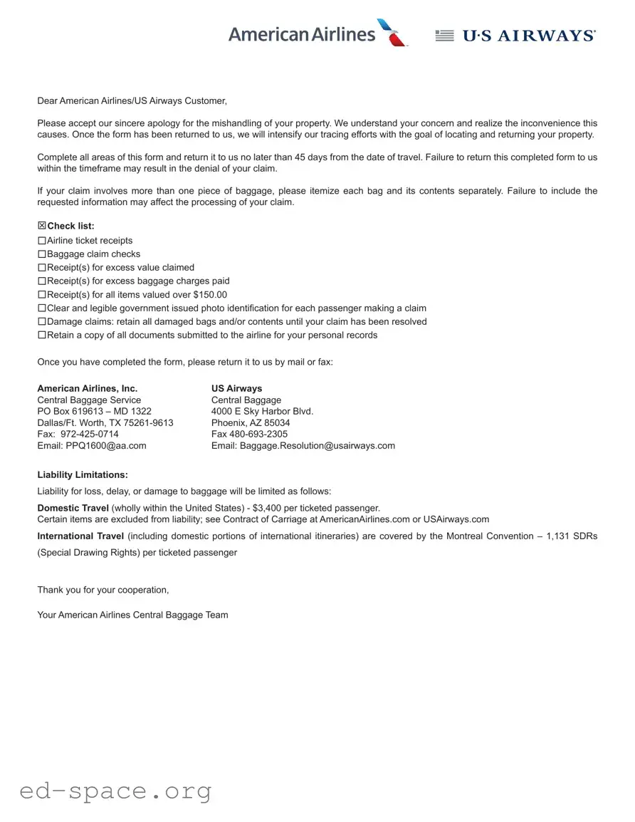 Blank Claim Passenger Property PDF Form