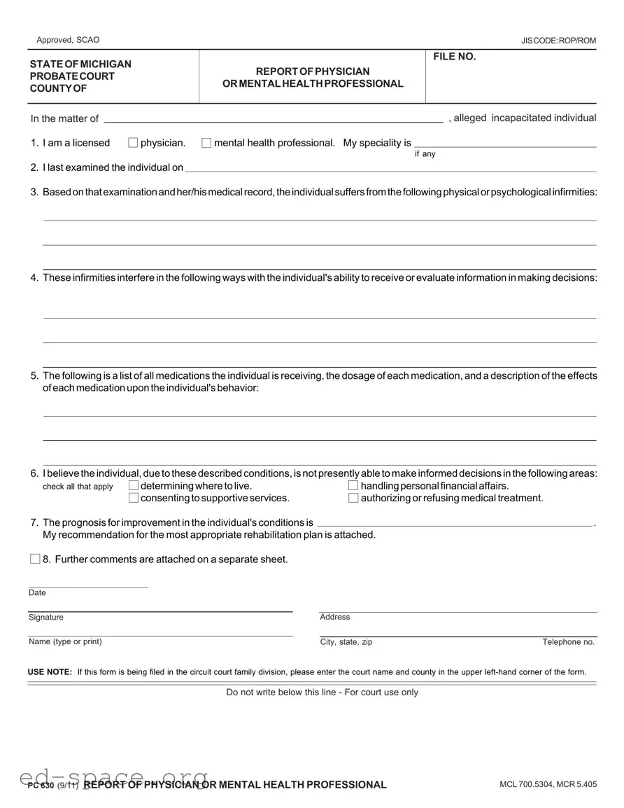 Blank Michigan Pc 630 PDF Form