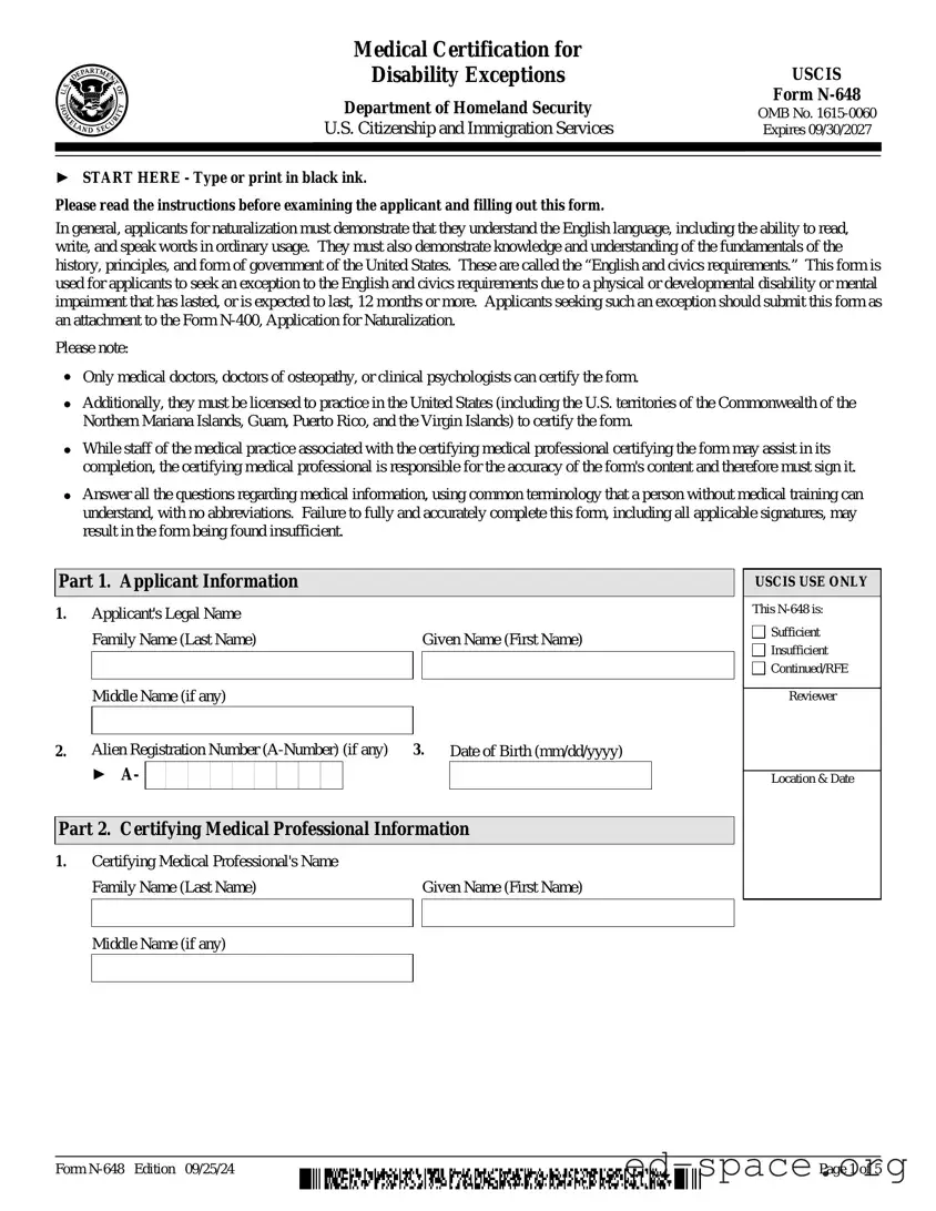 Blank USCIS N-648 PDF Form