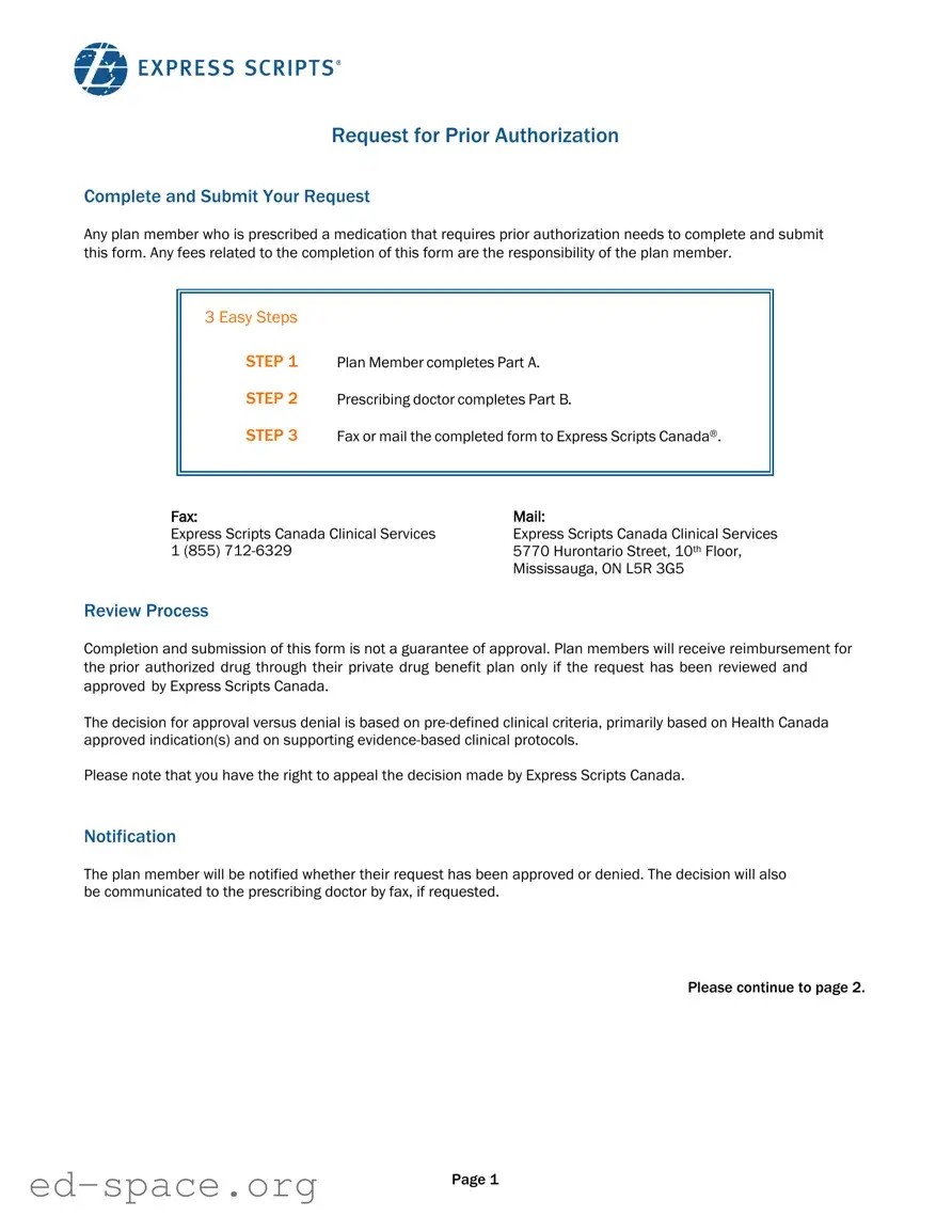 Blank Express Scripts Prior Authorization PDF Form