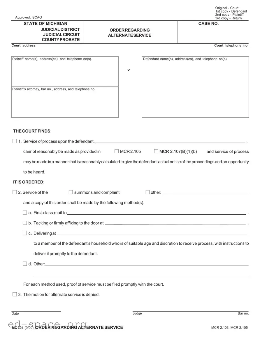 Blank Mc 304 Michigan PDF Form