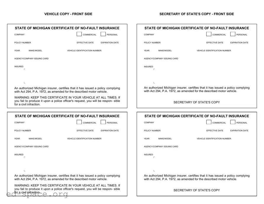 Blank Michigan No Fault Insurance PDF Form