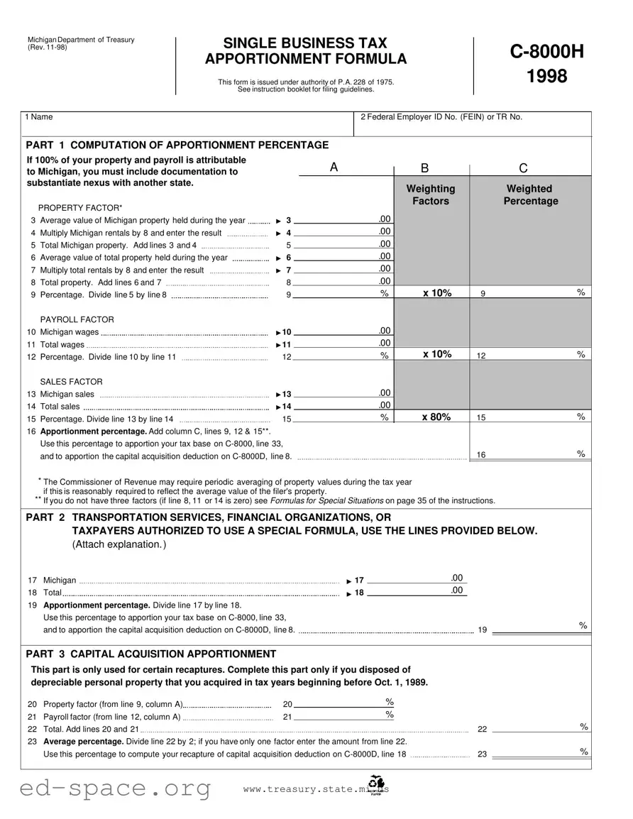 Blank Michigan C 8000H PDF Form