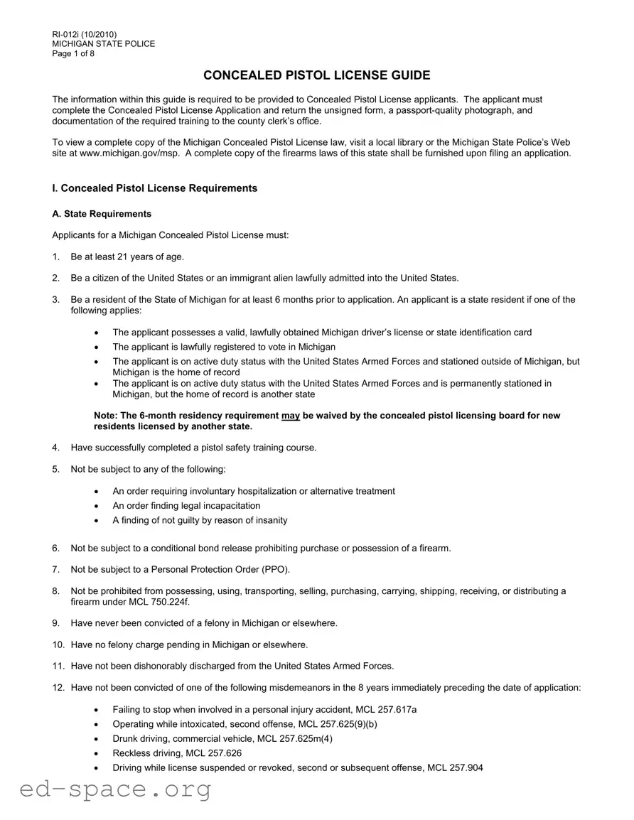 Blank Michigan Ri 012 PDF Form
