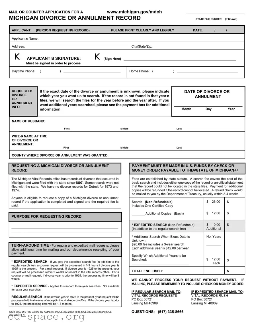 Blank Divorce Or Annulment Michigan PDF Form