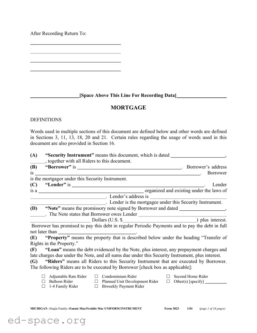 Blank Michigan 3023 PDF Form