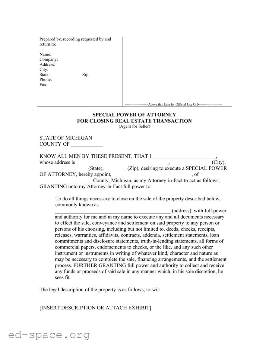 Blank Michigan Sales PDF Form