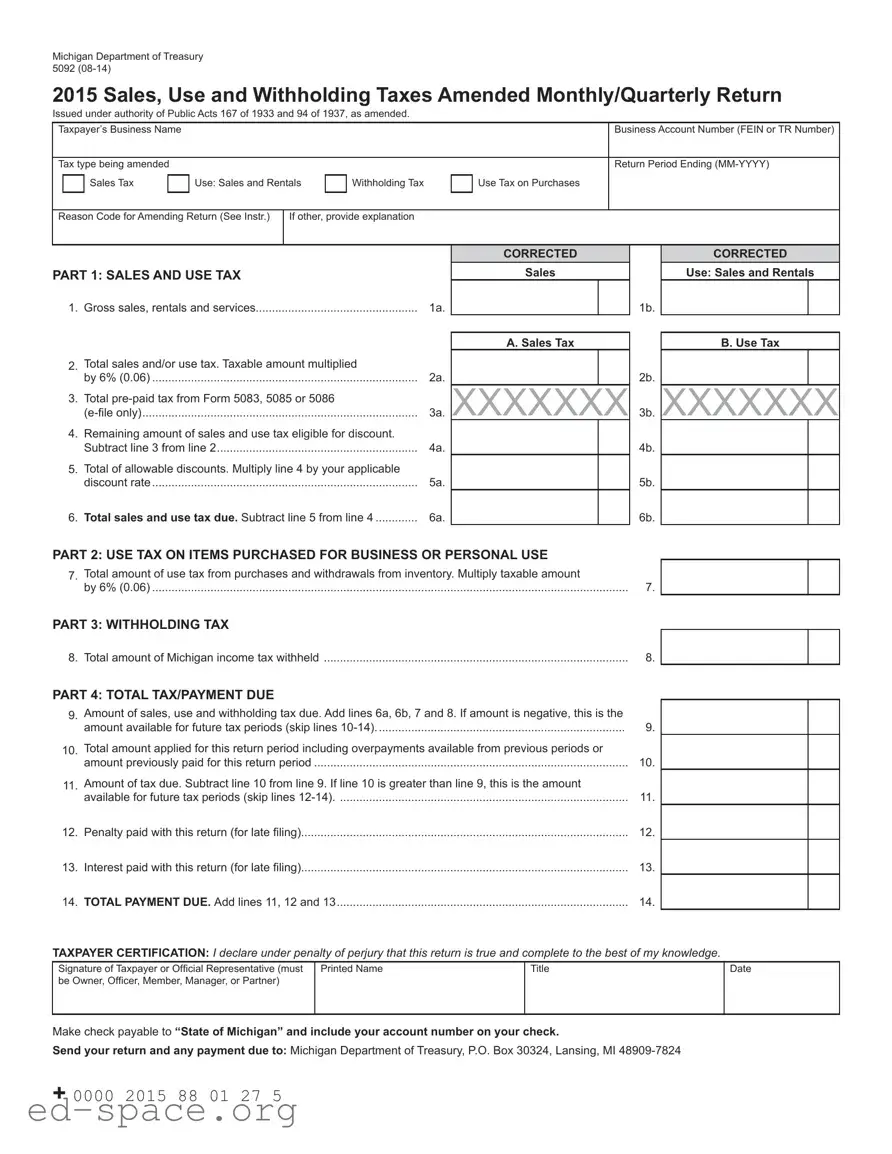 Blank Michigan 5092 PDF Form