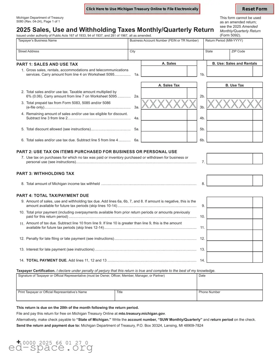 Blank 5080 Michigan PDF Form