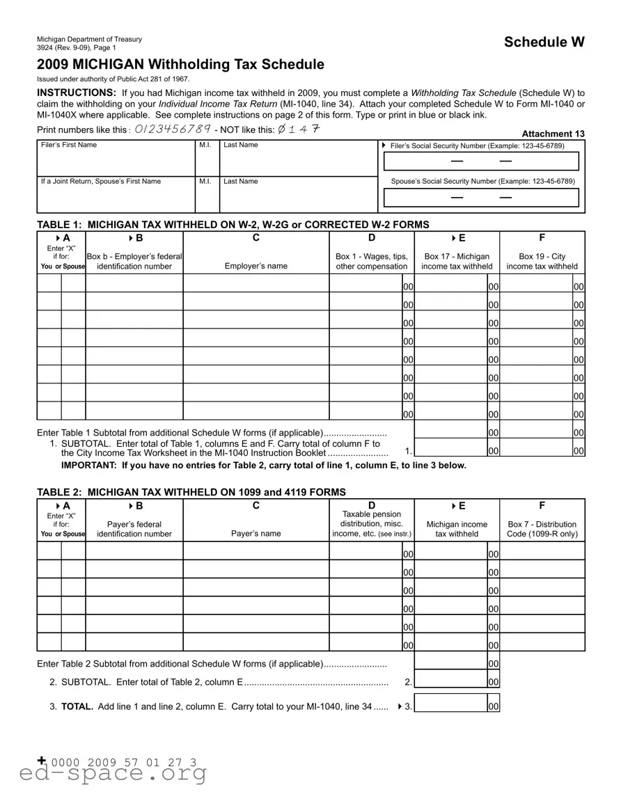 Blank Michigan 3924 PDF Form