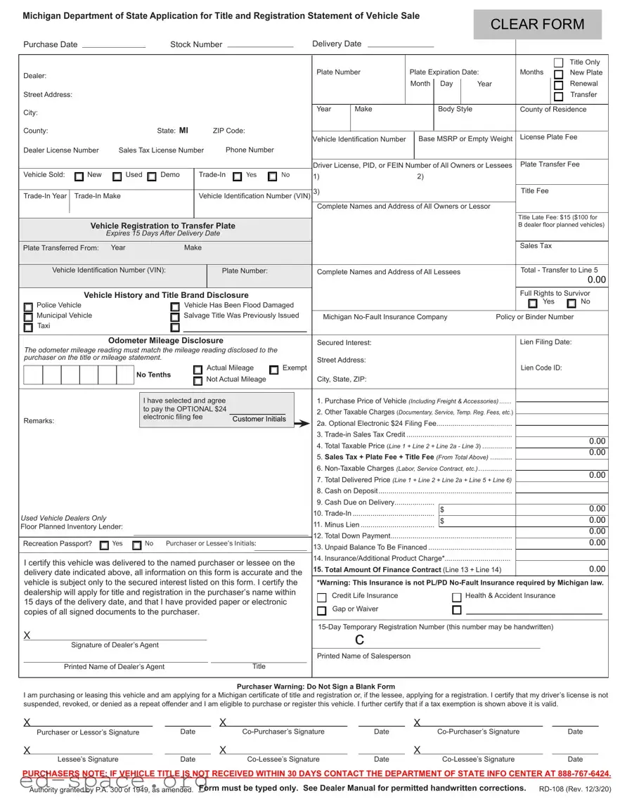 Blank Michigan Category Weight PDF Form