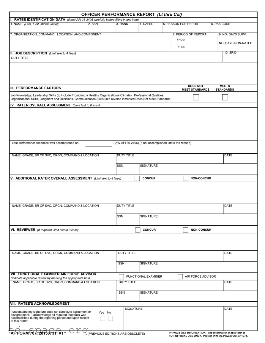 Blank Af 707 PDF Form