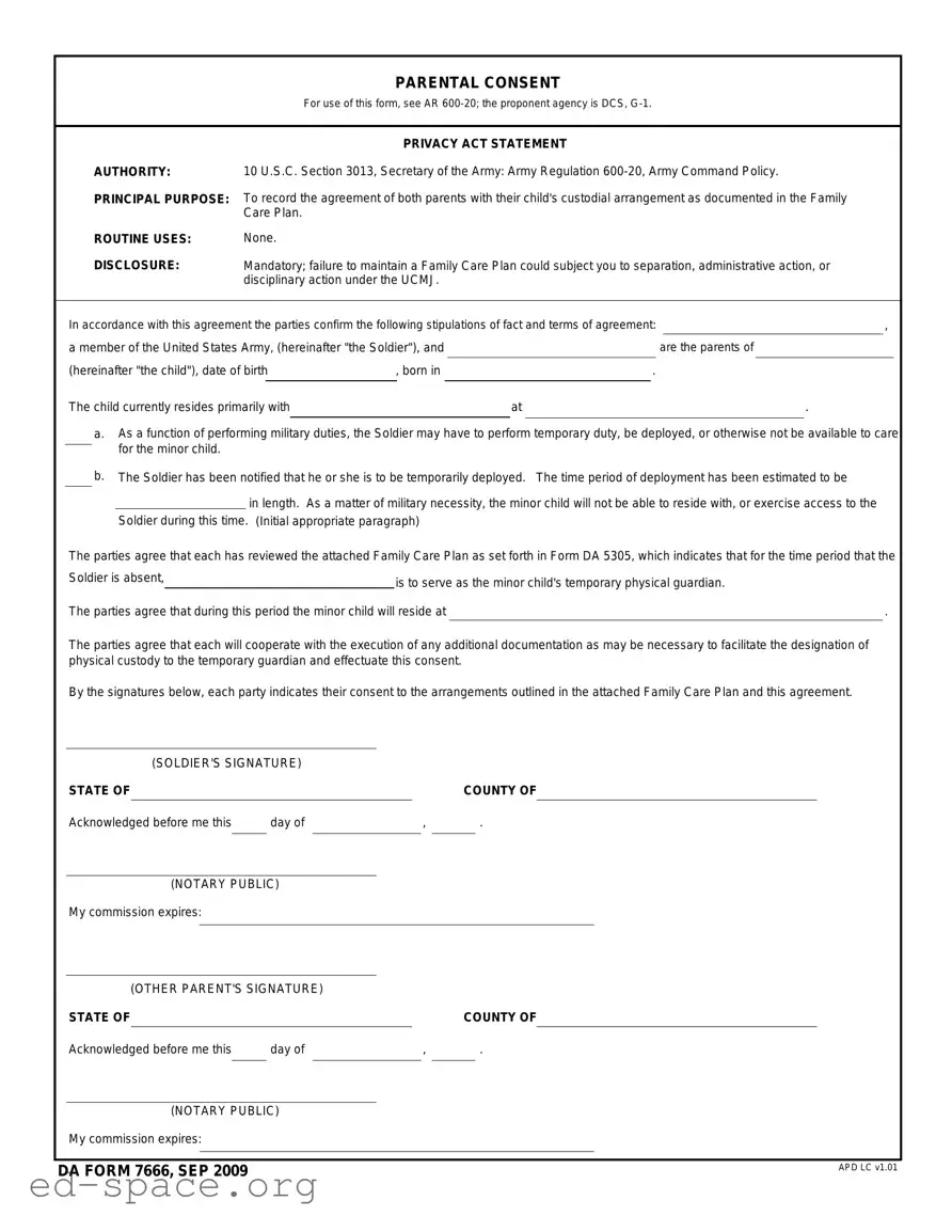 Blank DA 7666 PDF Form