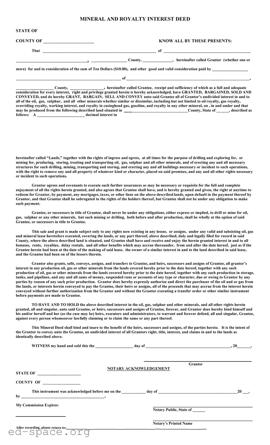 Blank Mineral Deed PDF Form