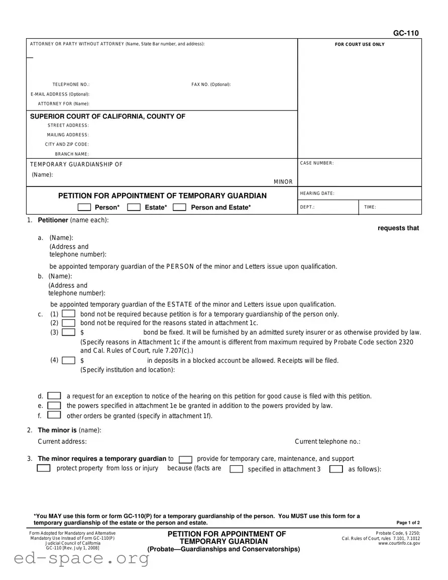 Blank California Gc 110 PDF Form