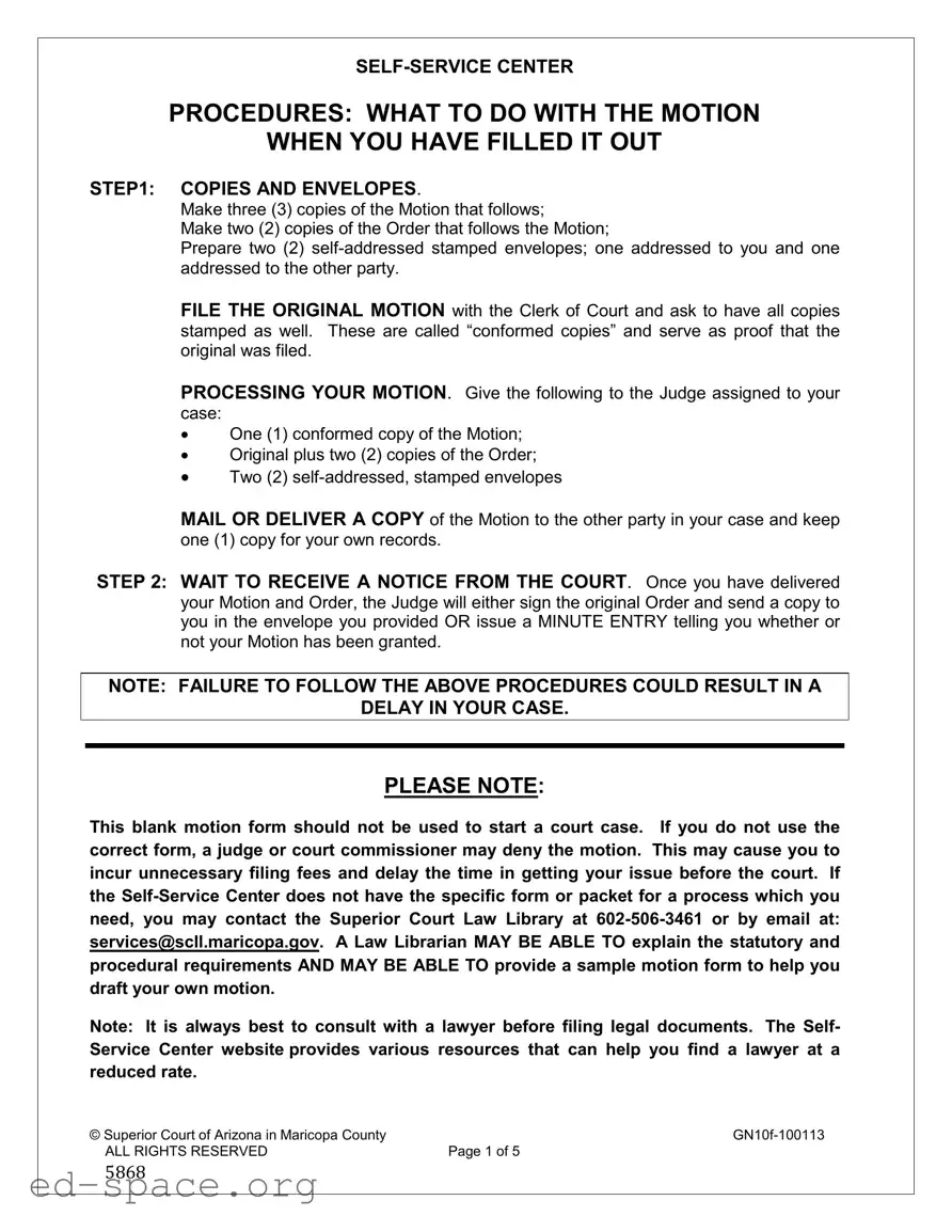 Blank Motion Maricopa County PDF Form