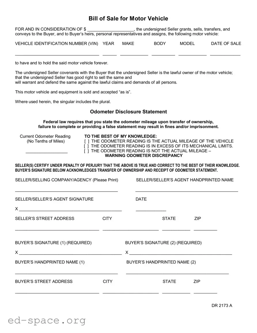 Blank Dr 2173 A PDF Form