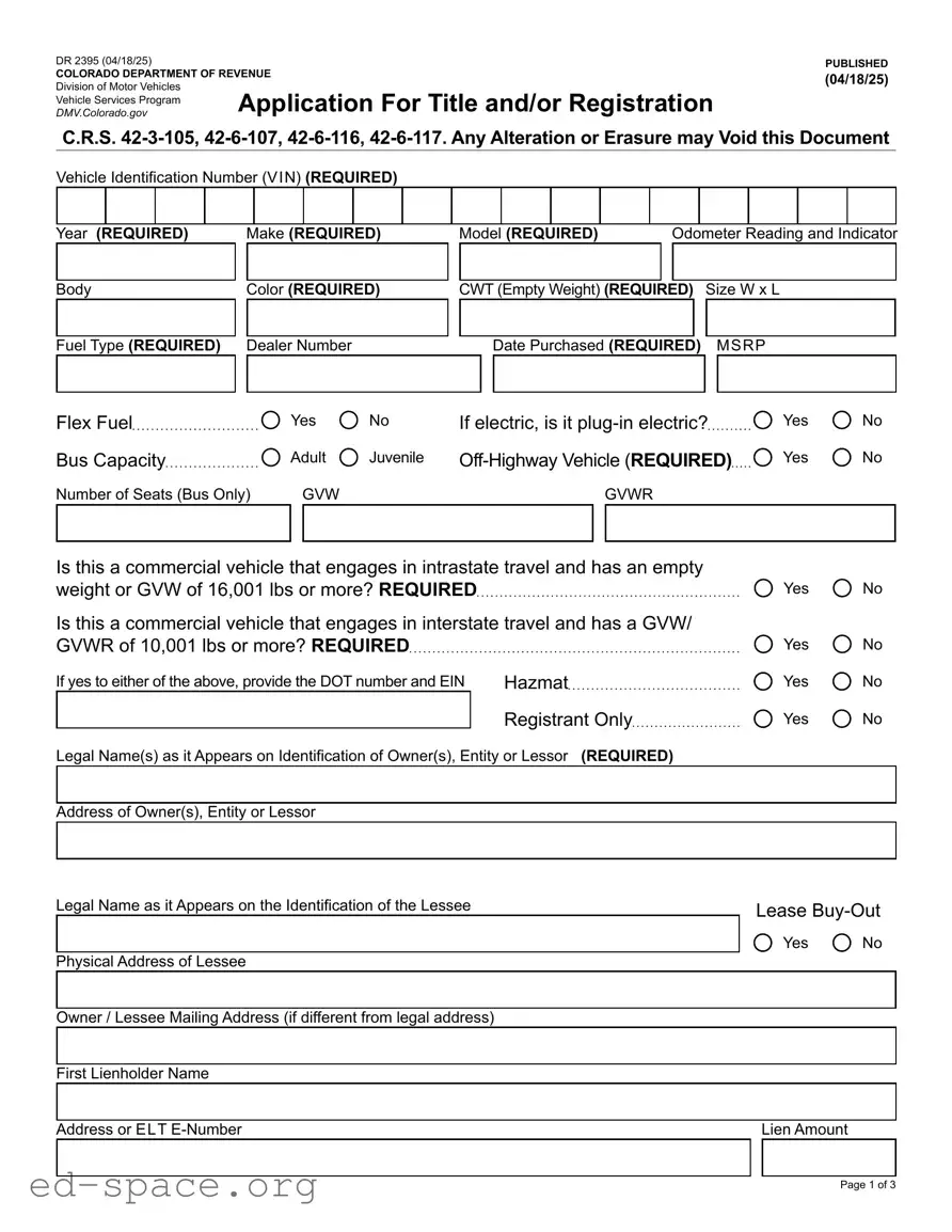 Blank Colorado Dr 2395 PDF Form