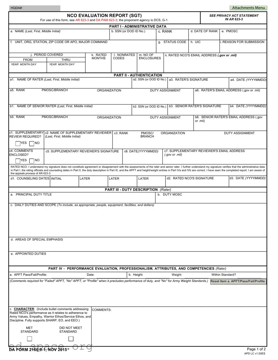 Blank Da 2166 9 1 PDF Form