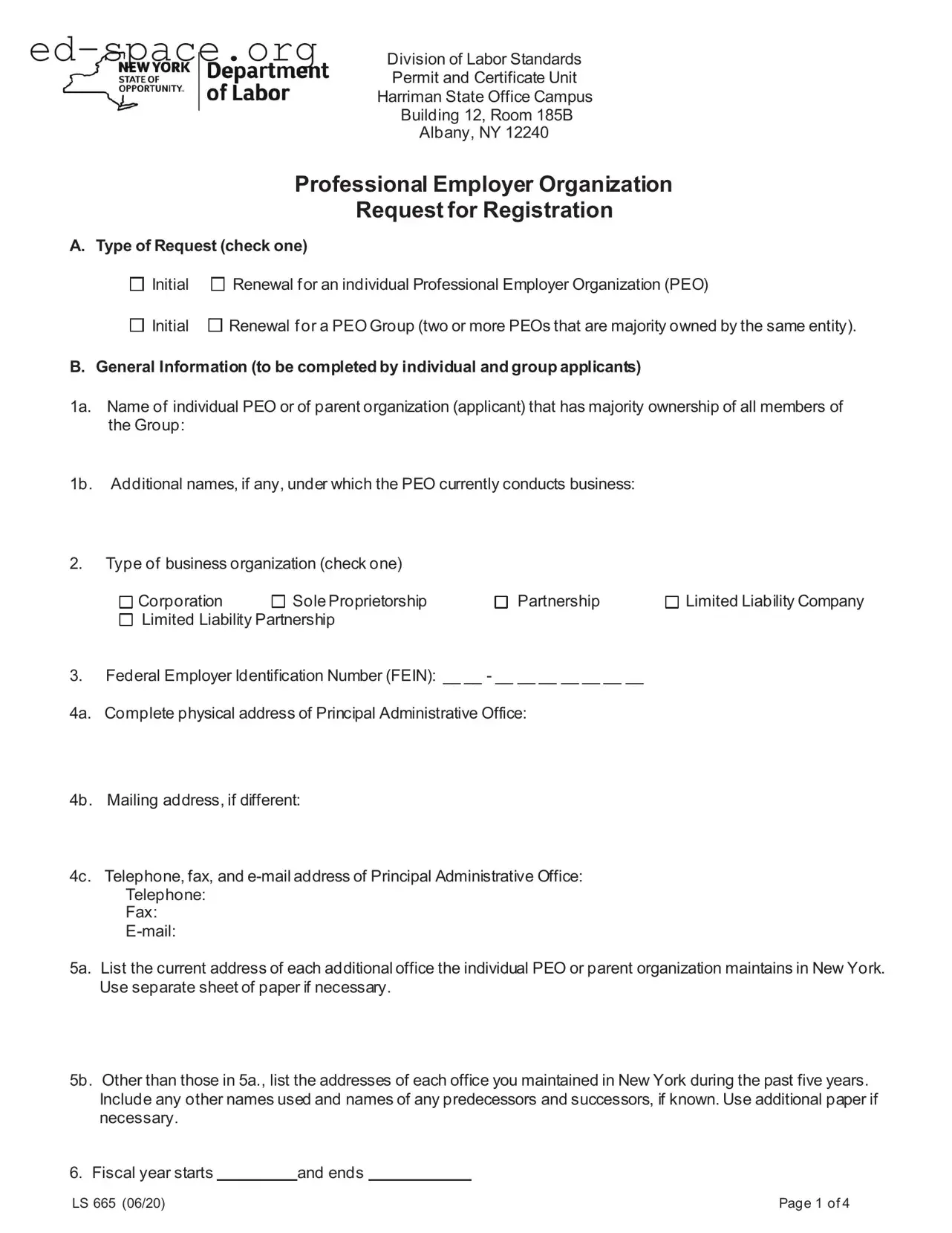 Blank New York Ls 665 PDF Form