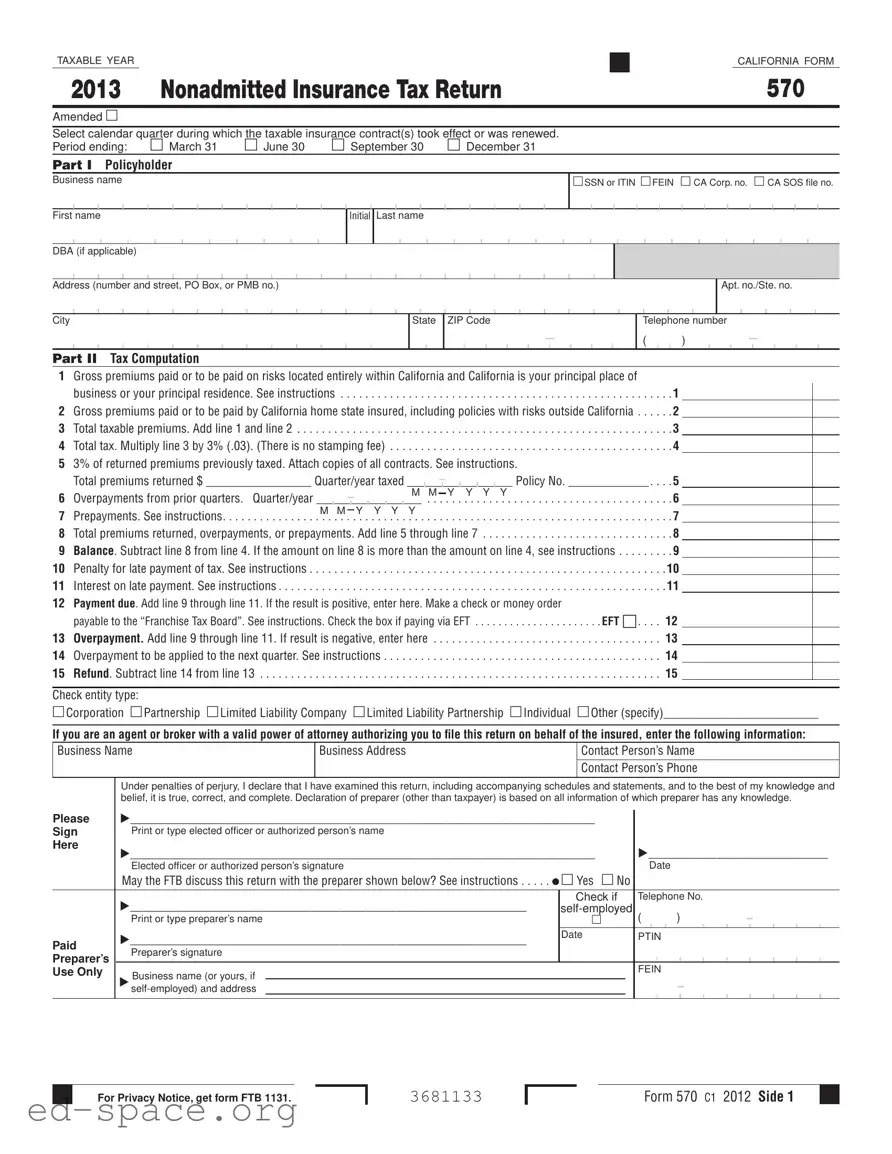 Blank California 570 PDF Form