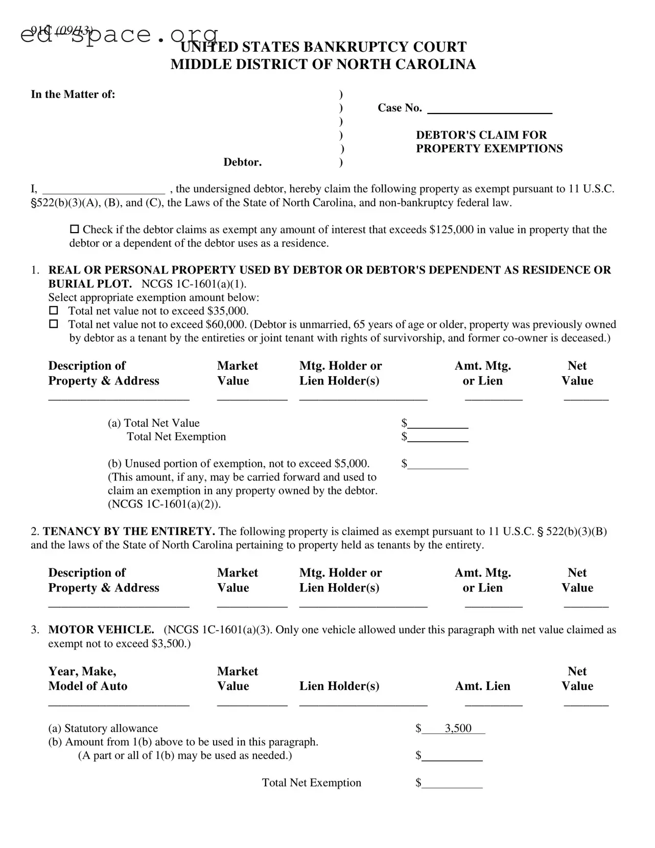 Blank North Carolina 91C PDF Form