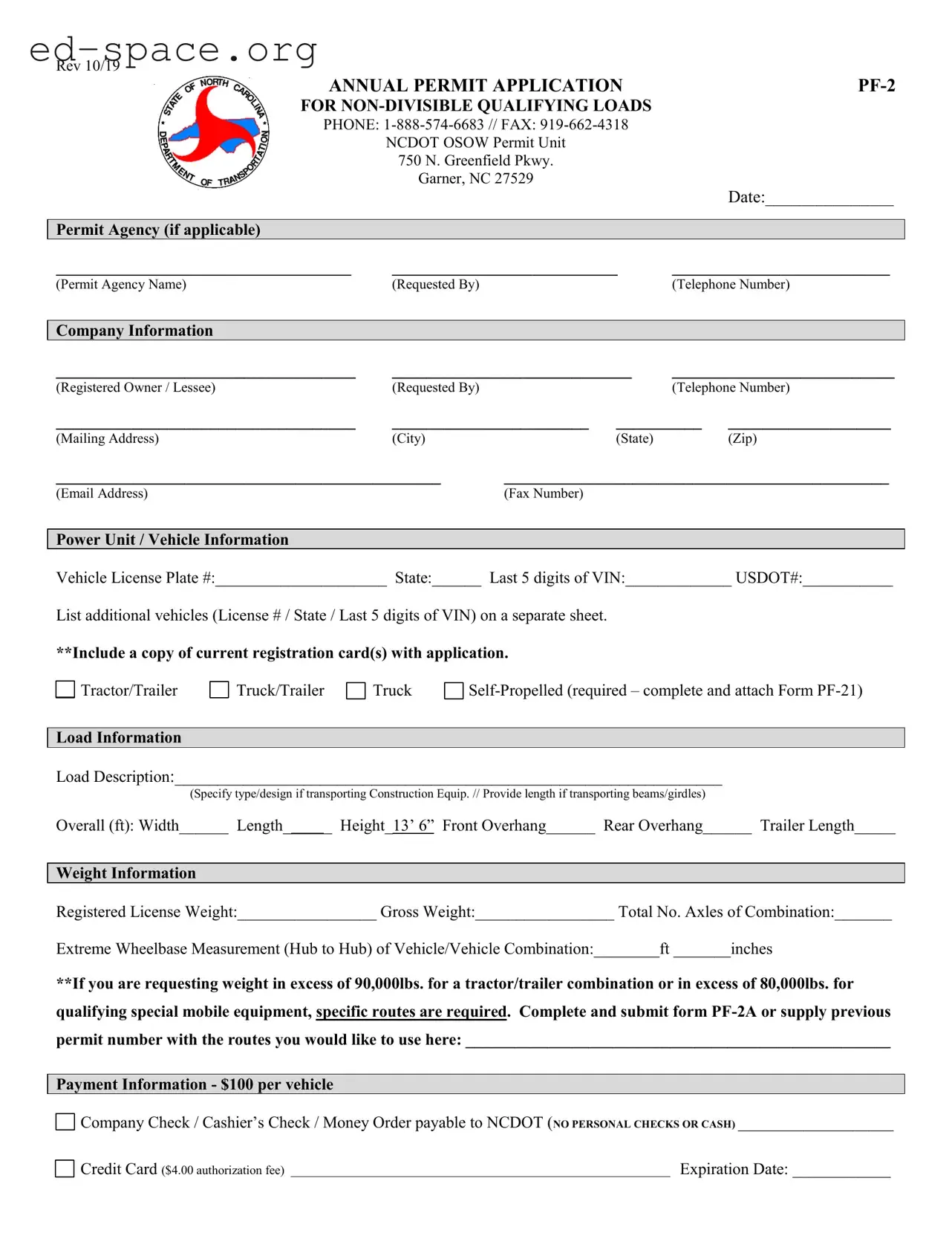 Blank North Carolina Pf 2 PDF Form
