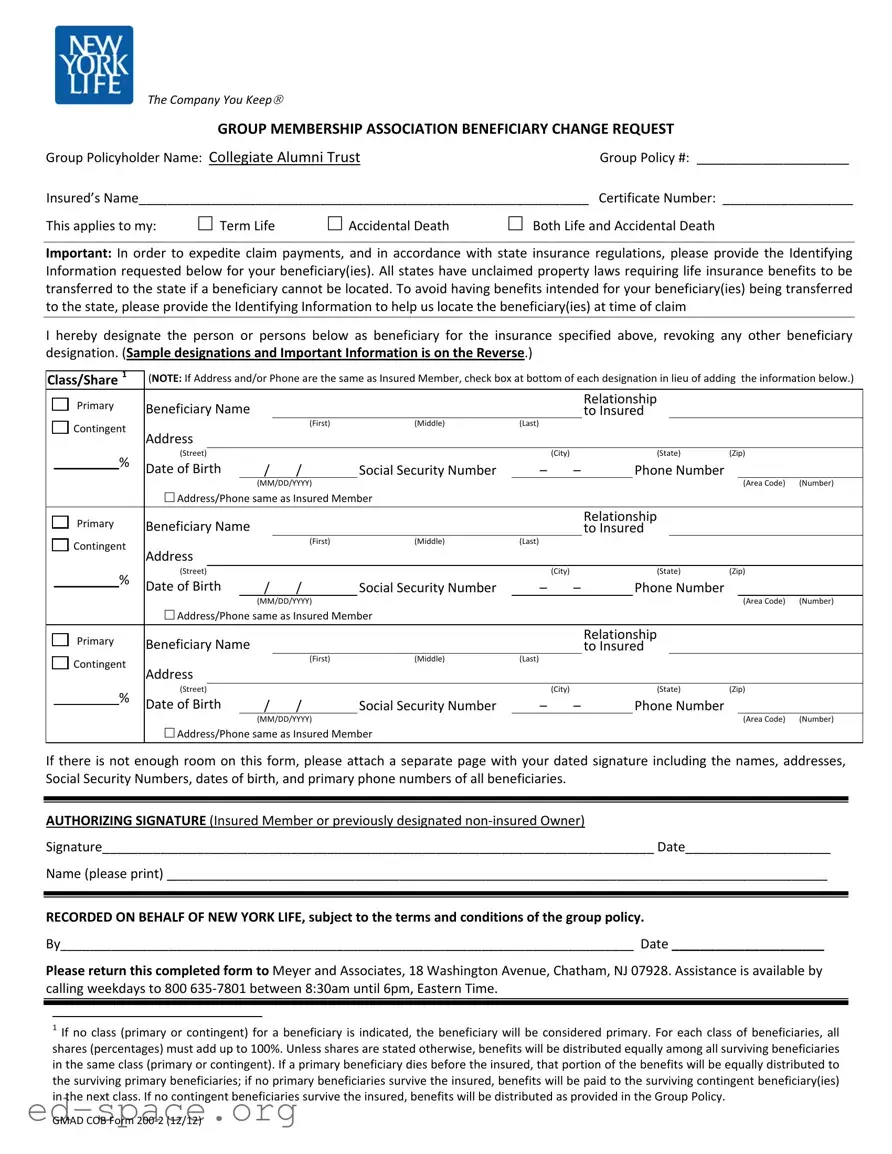 Blank Aarp Life Insurance PDF Form