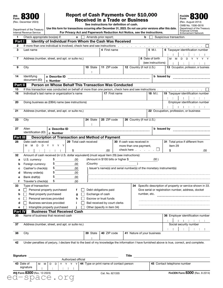 Blank IRS 8300 PDF Form